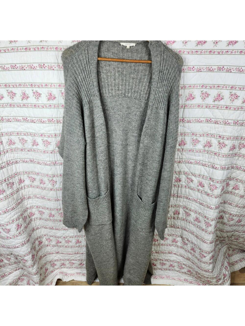 Easel Women's Long Gray Knit Cardigan Sweater Size L